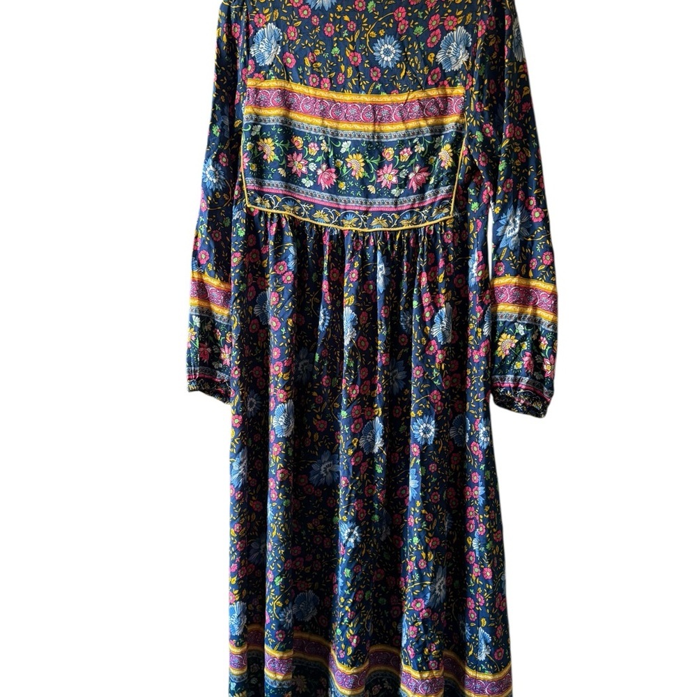 Floral Long Sleeve Maxi Dress in Blue and Pink - Picture 4 of 7